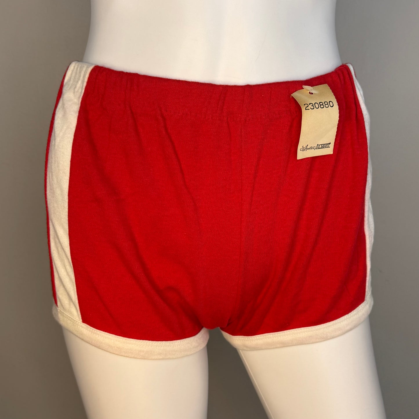 1970s/80s Red Knit Top and Shorts Set with Blue and White Stripes, Size XS-Small, Deadstock