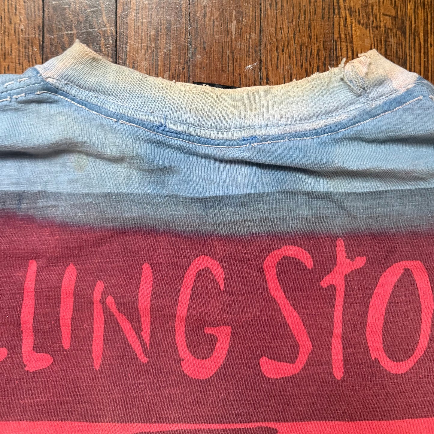 1990s Rolling Stones Voodoo Lounge Concert T-Shirt, Tie Dye, Brockum Worldwide Size XL, Distressed