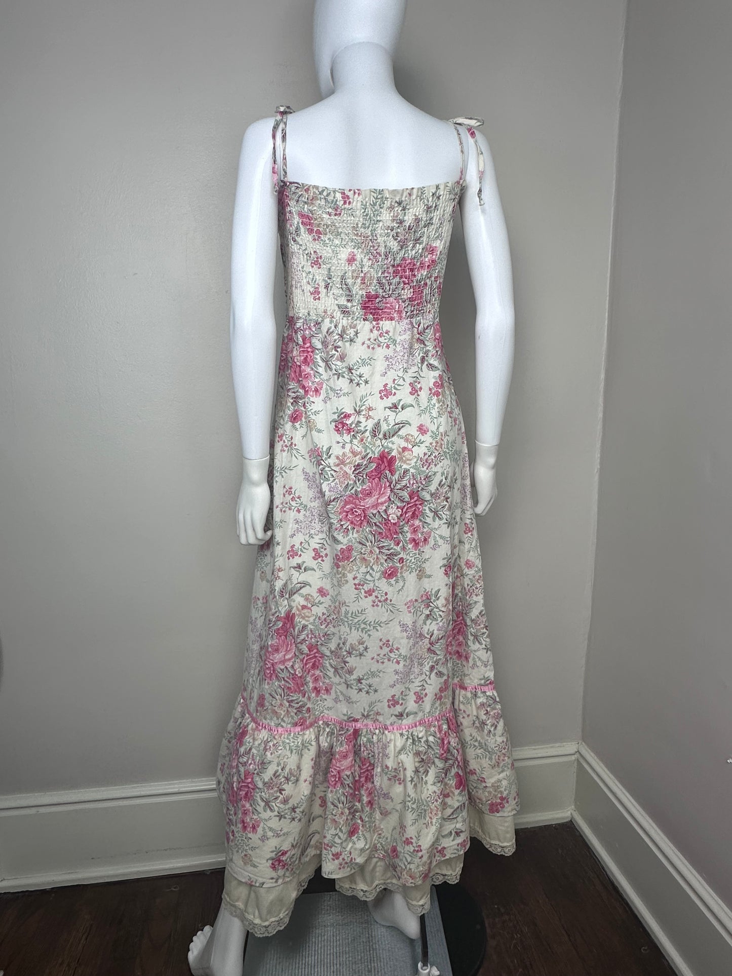1970s Floral Maxi Dress, Young Edwardian by Arpeja Size Medium