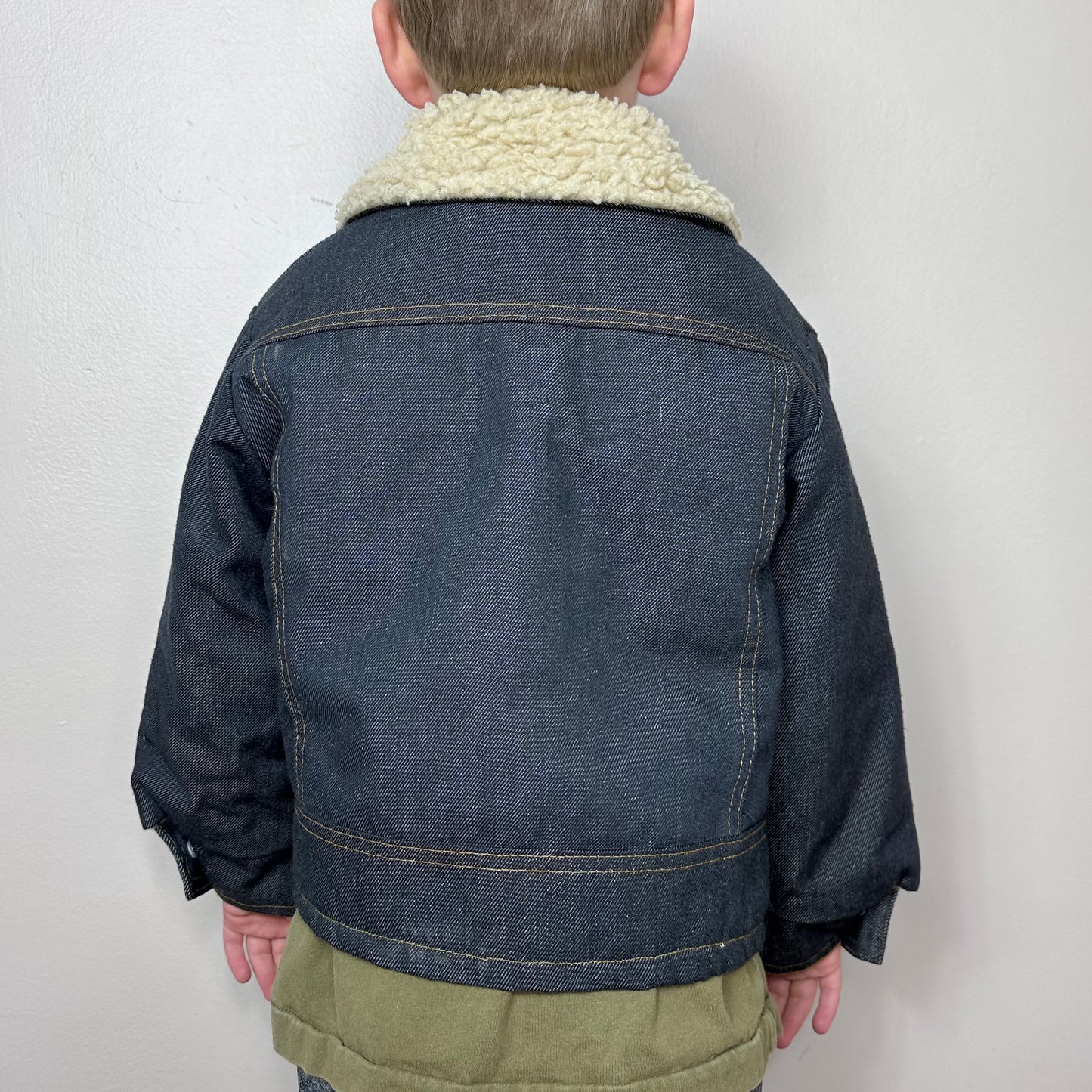 1970s Kids Sherpa Lined Denim Jacket, Sears Toughskins Size 6/7