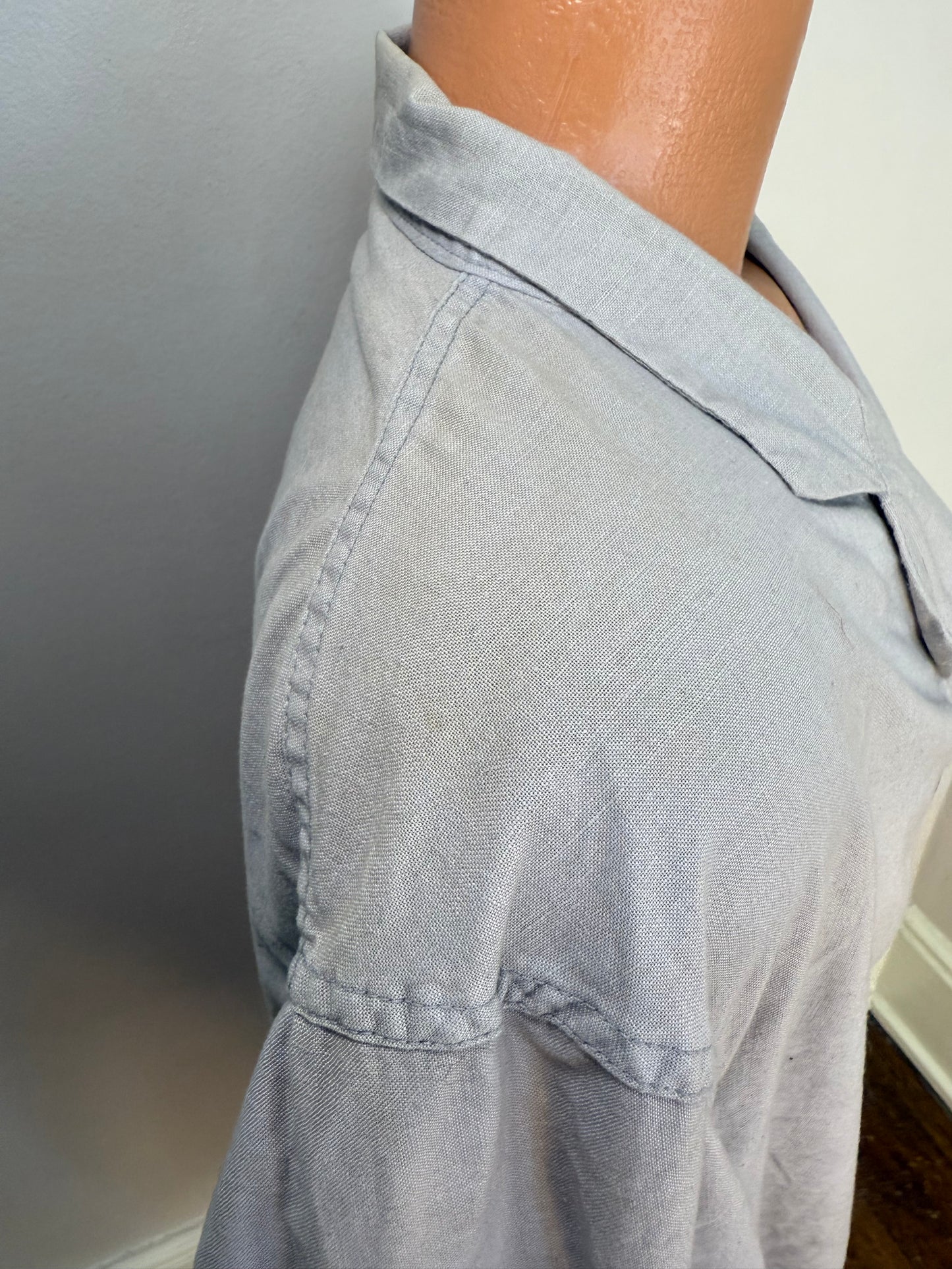 1950s Grey Auto Shop Coat Blazer, Size XL, United Size 46, Gates Chain Stitch Embroidery