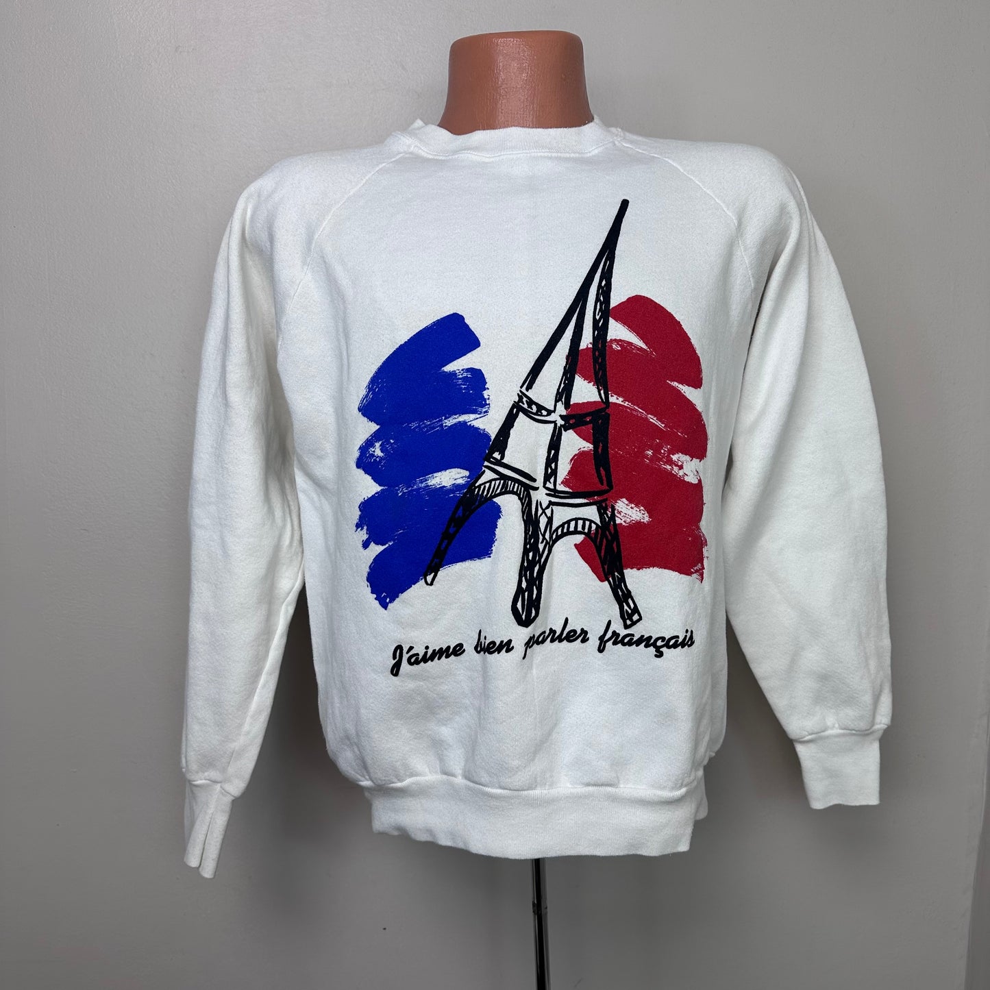 1980s/90s Alliance Français de Memphis Sweatshirt, J'aime Bien Parler Français, Fruit of the Loom Size Medium