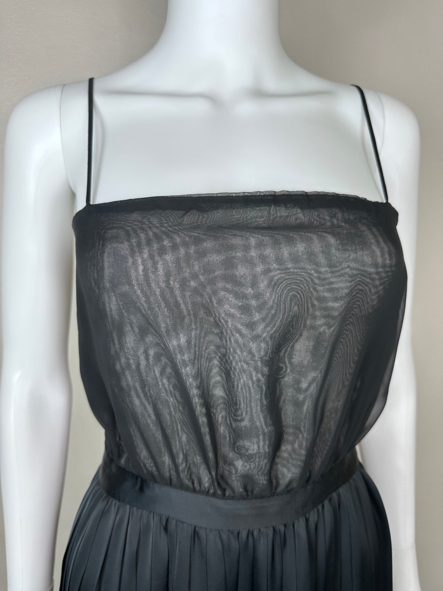 1980s Sheer Black Dress, Halston III Size XXS