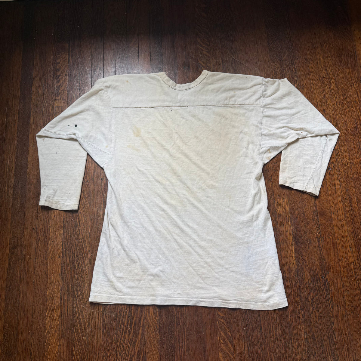 1960s/70s Off White Cotton Jersey T-Shirt, Size Medium, Paint Stains, Distressed