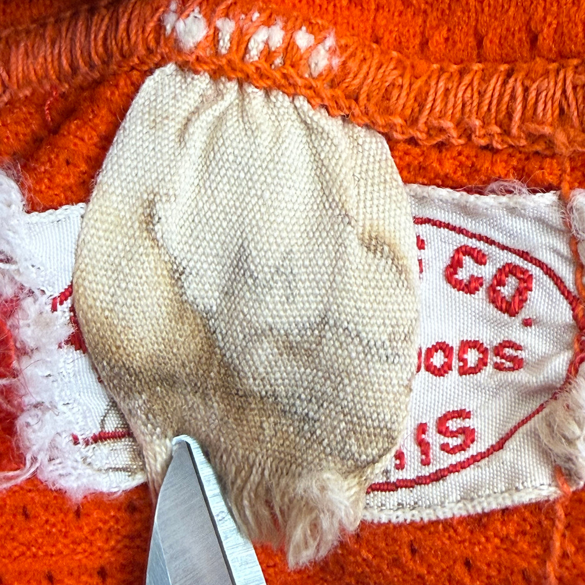 1960s/70s Orange Mesh Jersey T-Shirt, State Line Meat Co, York Arms Co Sporting Goods Memphis Size Small, No. 8