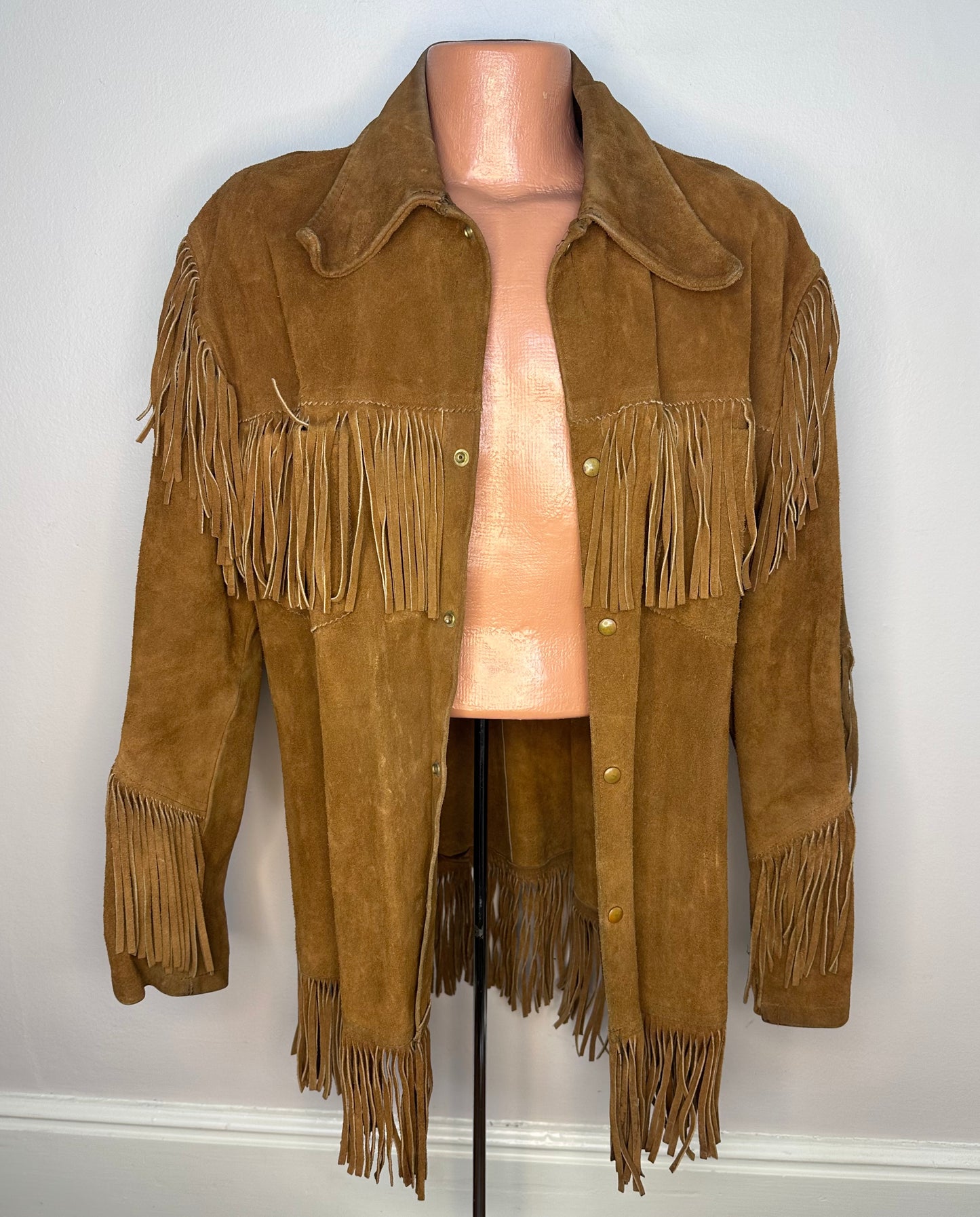 1960s/70s Brown Leather Jacket with Fringe, Sportswear Styled by National Shirt Shops