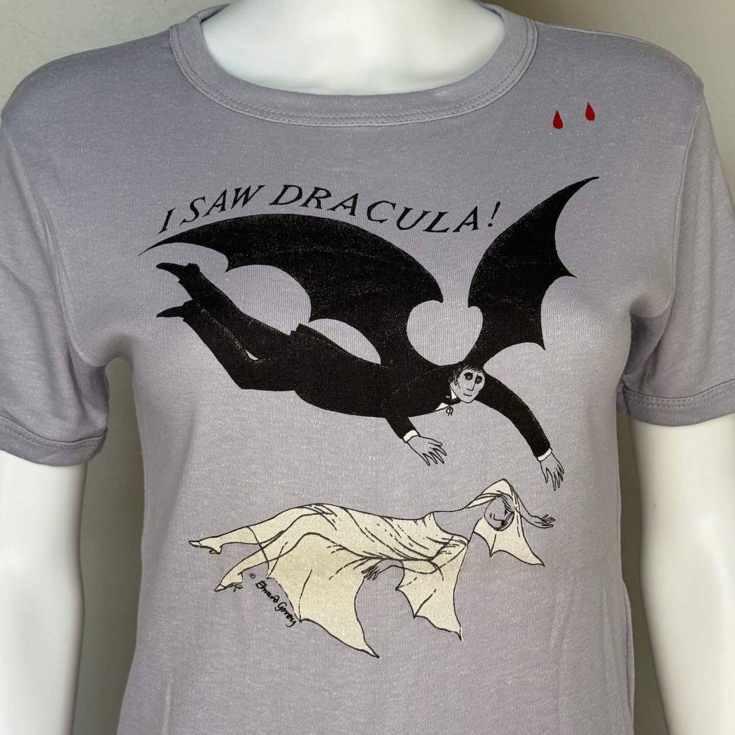 1970s I Saw Dracula T-Shirt, Edward Gorey, Plymouth Size Small