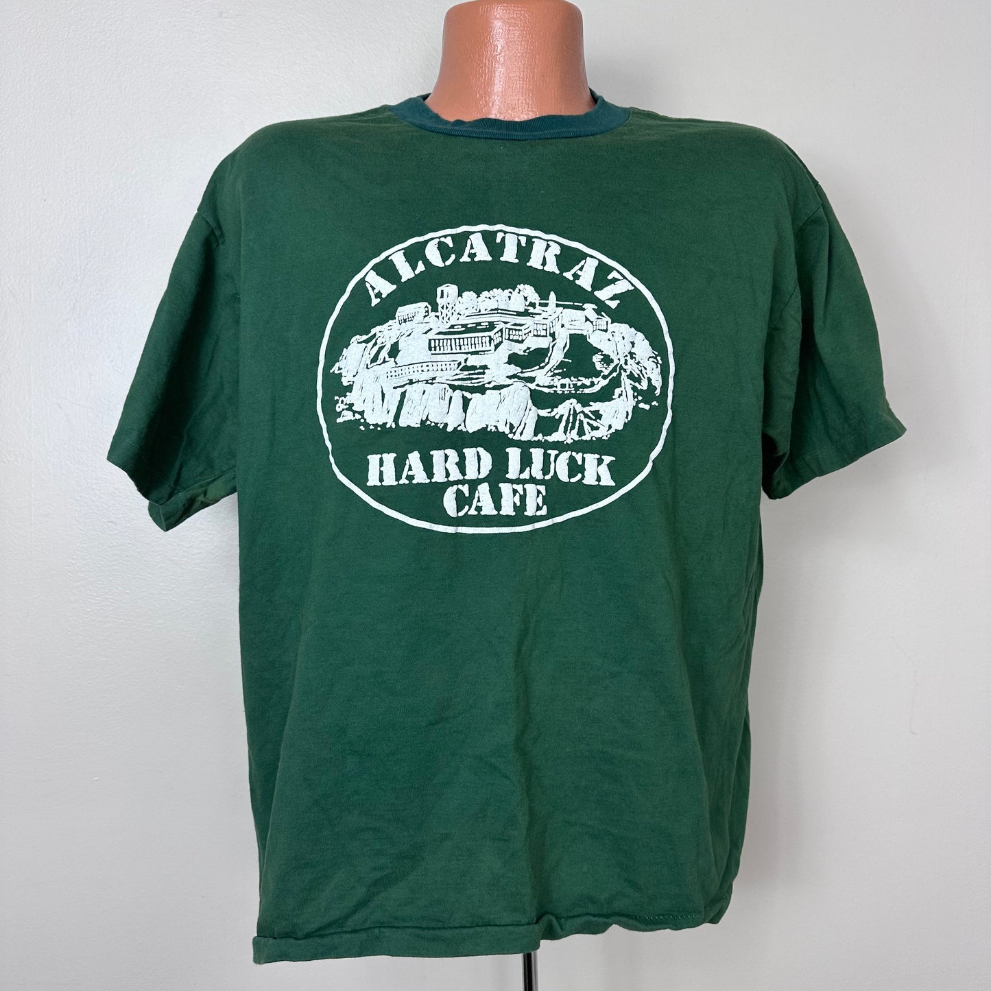 1980s Alcatraz Hard Luck Cafe T-Shirt, Magnum, Crazy Fades