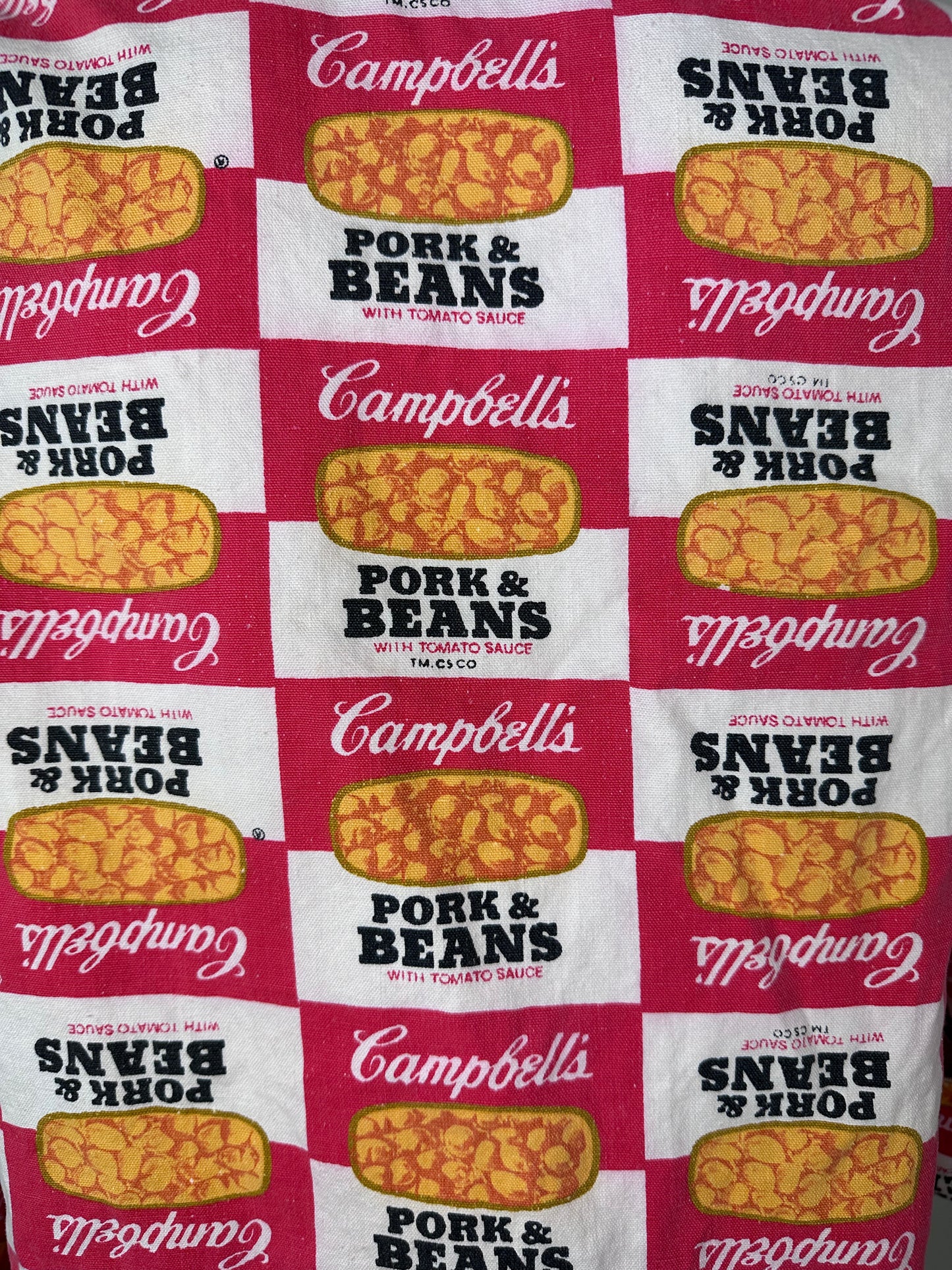 1960s Campbell’s Pork & Beans Top, Mod Pop Art, Handmade Size Medium