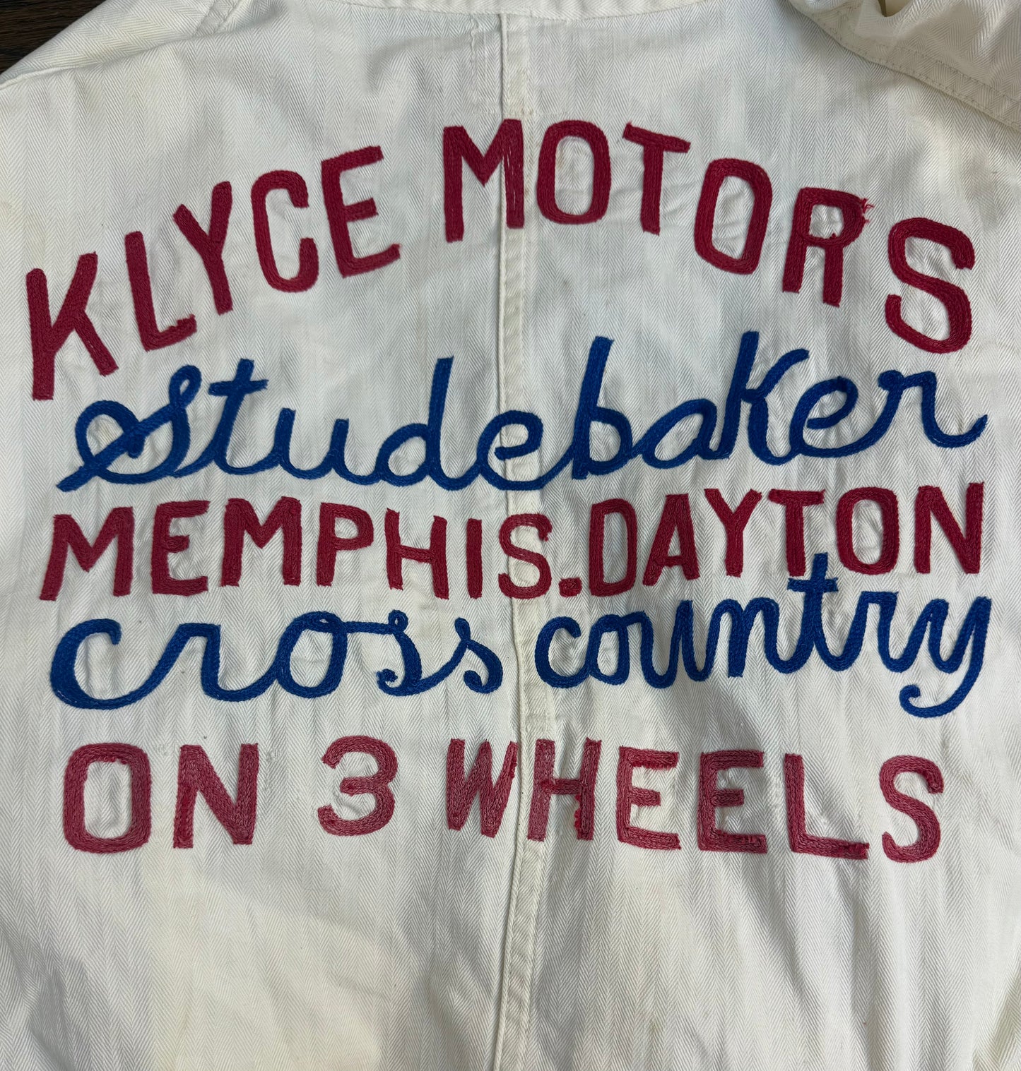 1950s Studebaker Shop Jacket, Cowden Size 46, Herringbone Twill, Klyce Motors, Chain Stitch Embroidery, 40s 50s Chainstitch Workwear Coat, Documented