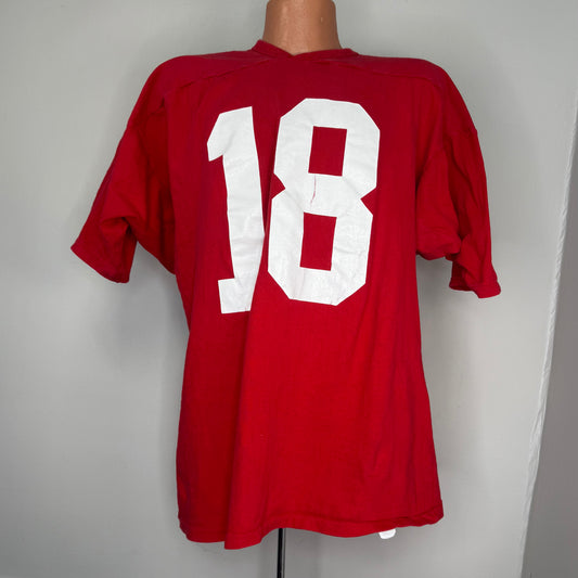 1970s Red Cotton Jersey, Size XL, No. 18