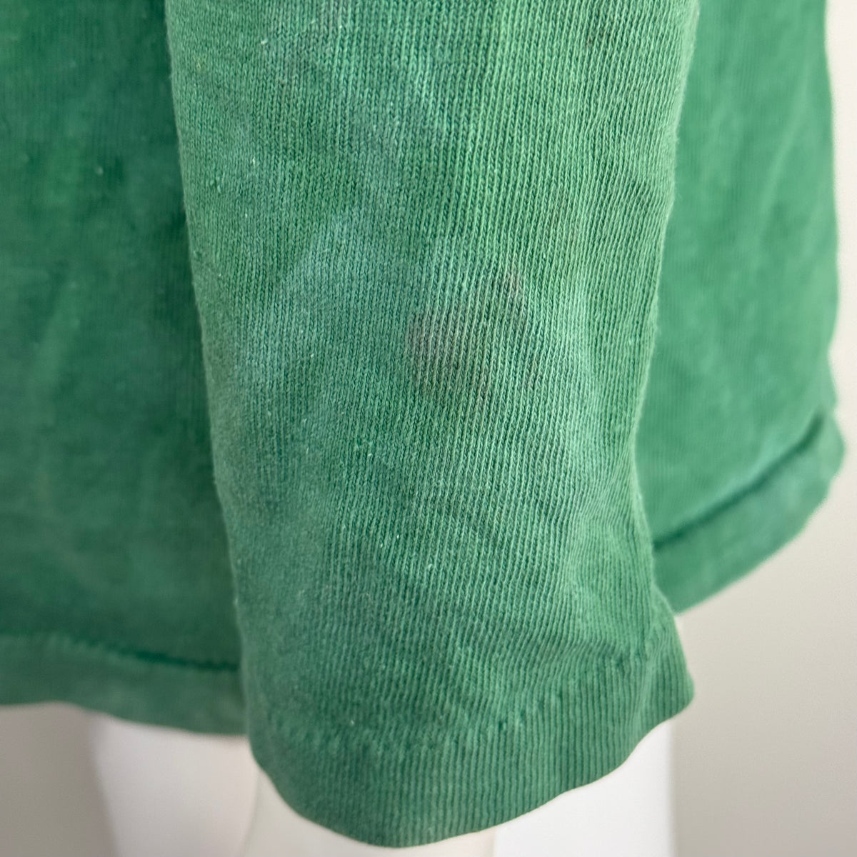 1940s Green Cotton Jersey T-Shirt, Central High Memphis AA, Champion Knitwear Company Running Man Size Medium, Distressed