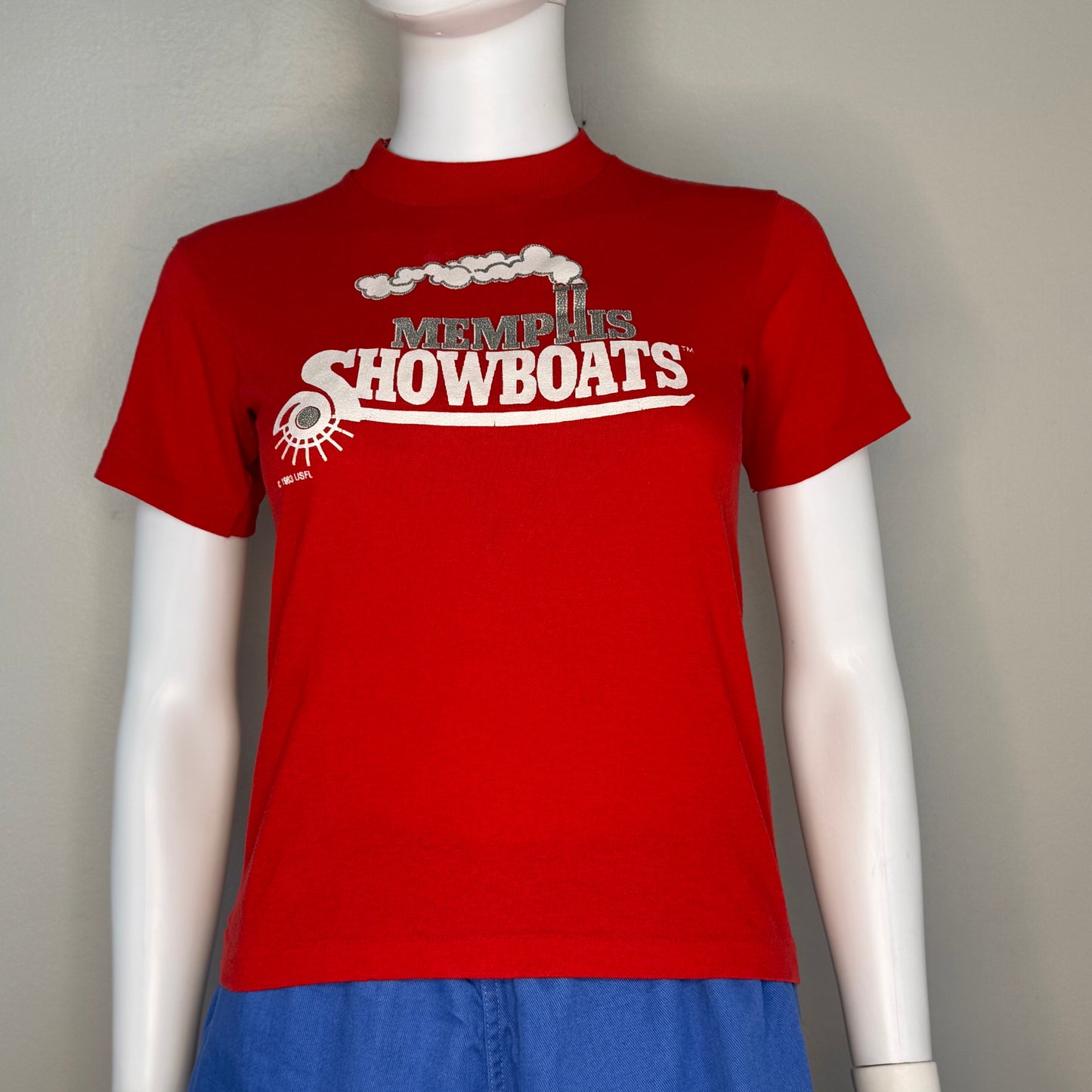1980s Memphis Showboats T-Shirt, Logo 7 Size Youth Large