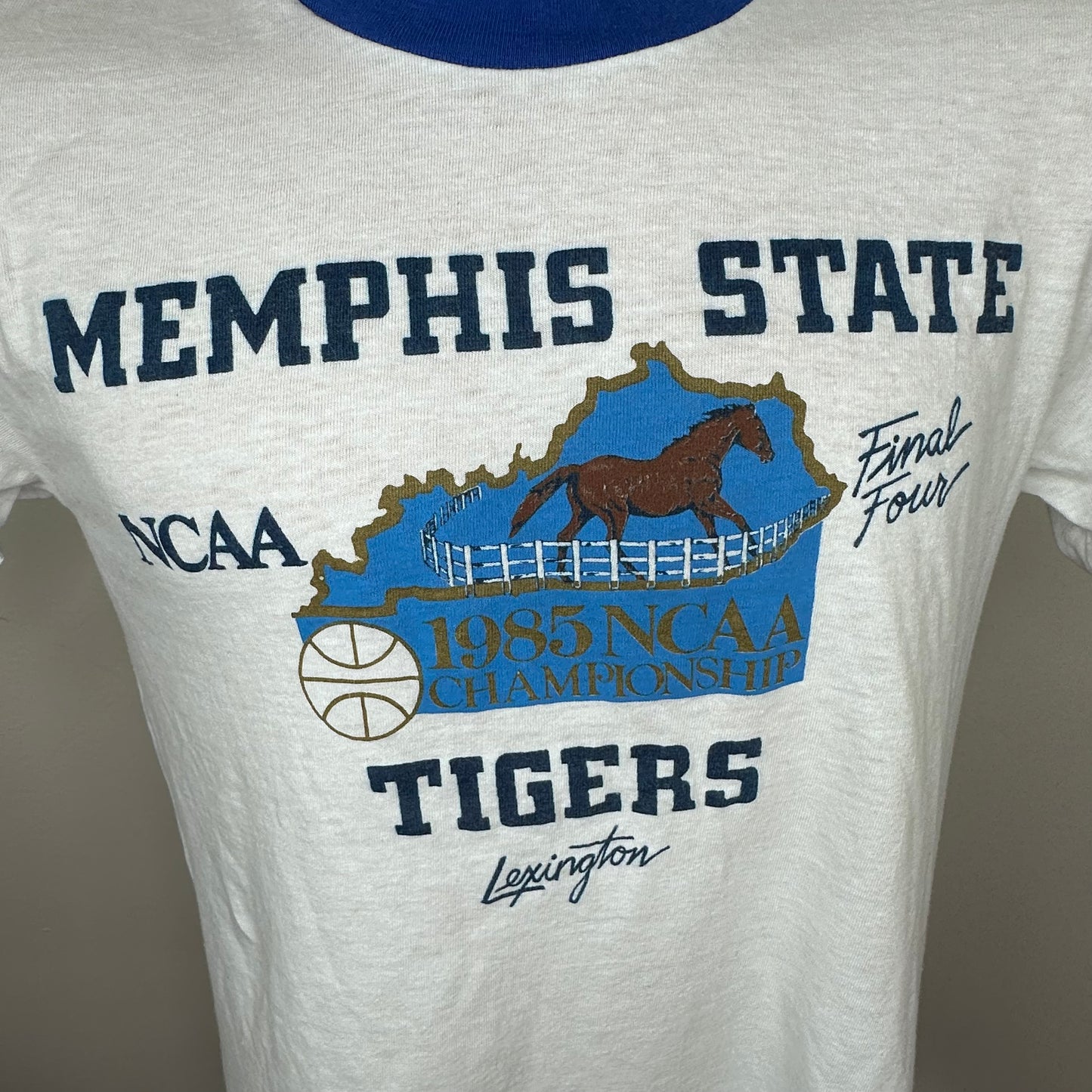 1980s Memphis State Tigers Ringer T-Shirt, 1985 Final Four, Sportswear