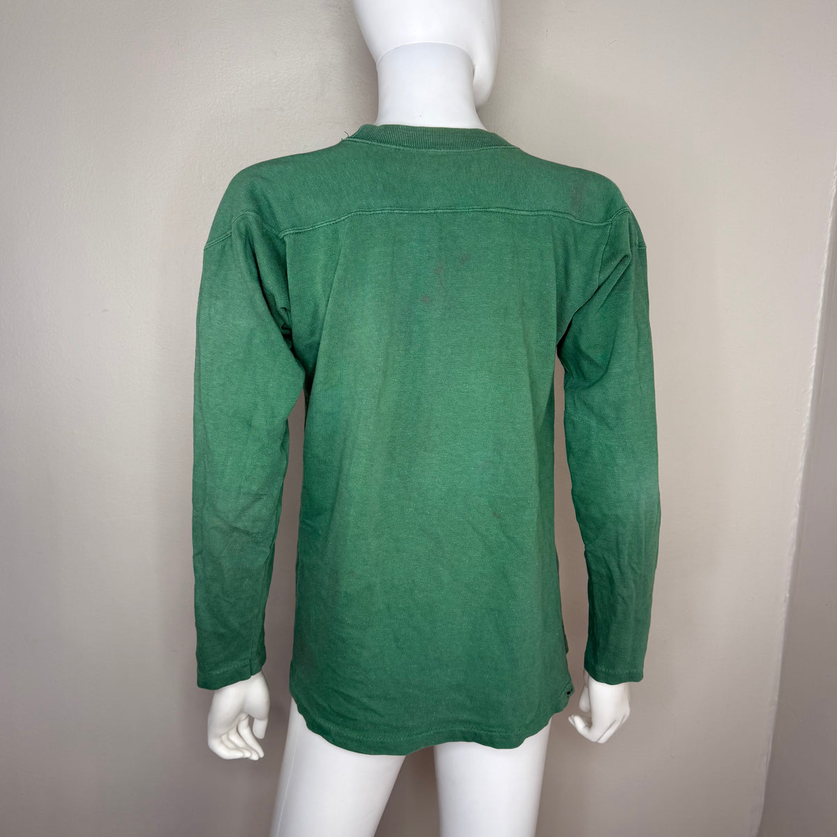 1940s Green Cotton Jersey T-Shirt, Central High Memphis AA, Champion Knitwear Company Running Man Size Medium