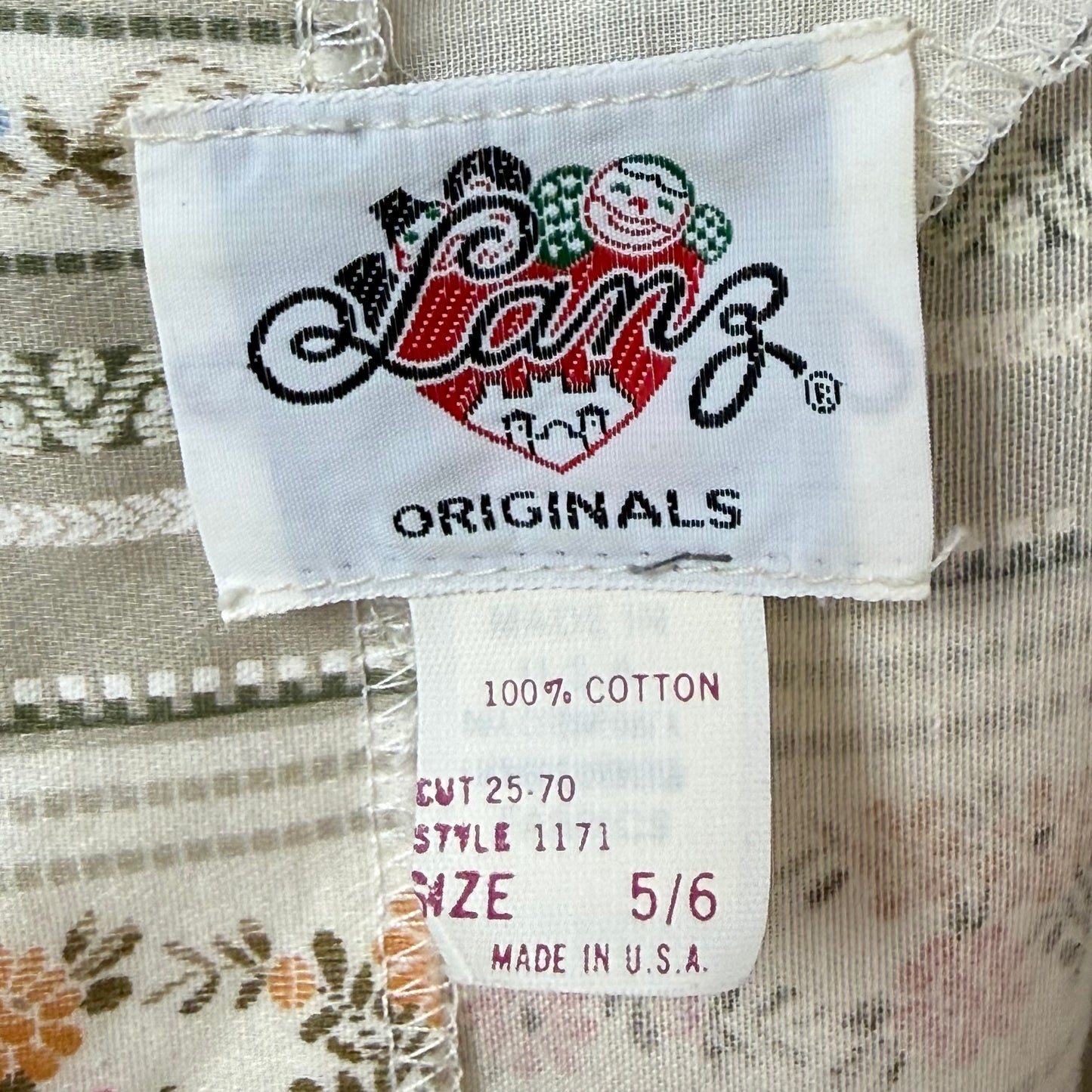 1970s/80s Floral Stripe Dress with Big Puff Sleeves, Lanz Size Small