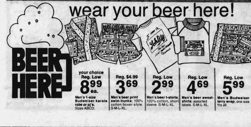 1970s Men’s Budweiser Beer Swim Trunks, Size X-Small, Cotton Swimsuit Shorts