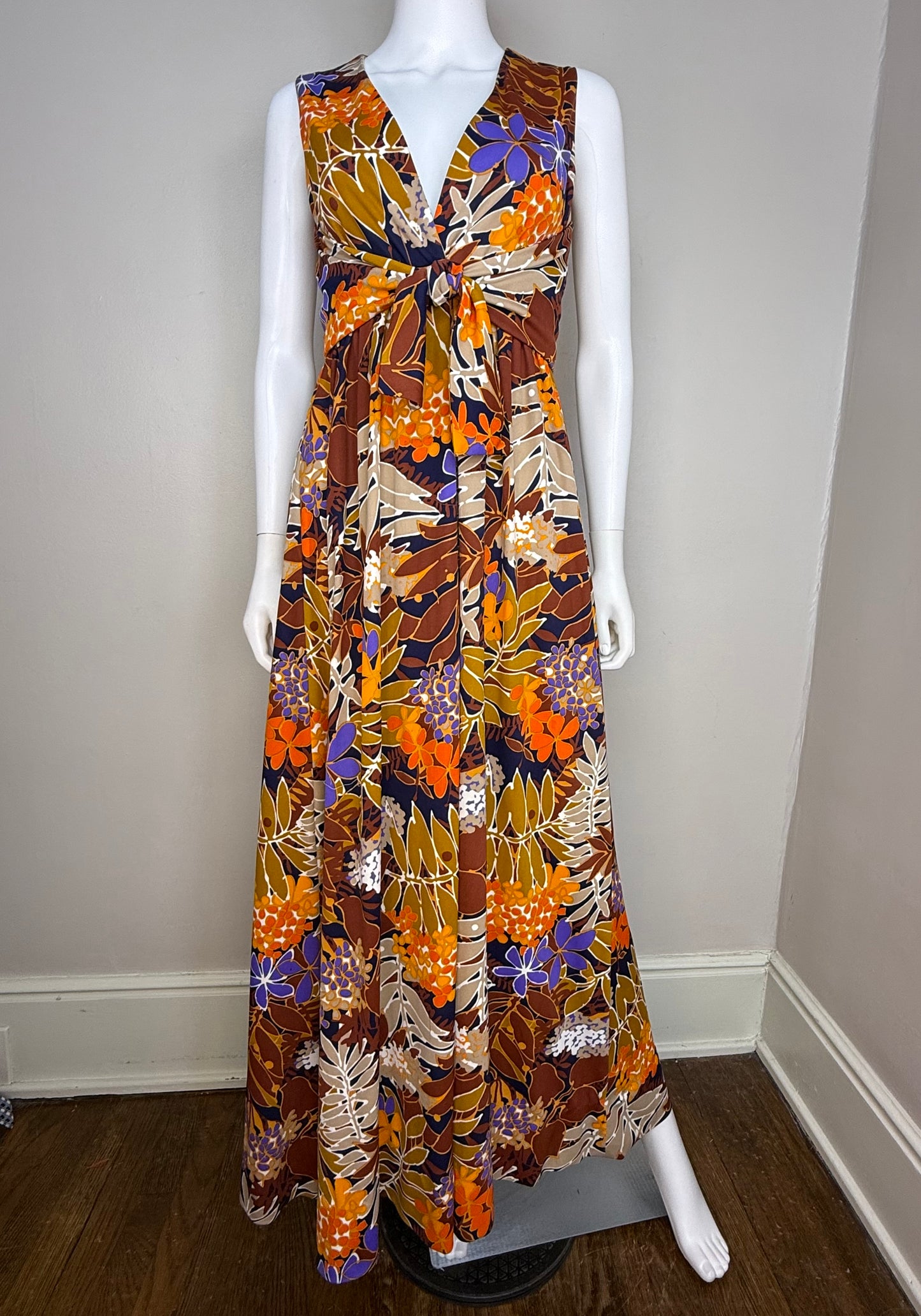 1970s Tropical Floral Maxi Dress, Collectors Items by Anne Fogarty Size Small/Medium