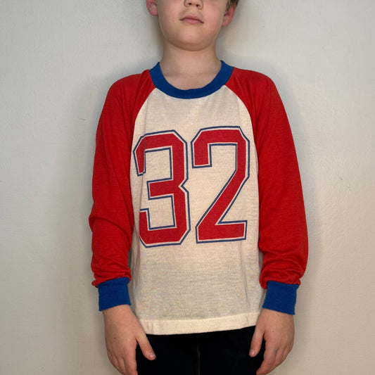 1970s/80s Kids' Athletic Style Long Sleeve T-Shirt, Silvil Size Youth Medium, No 32