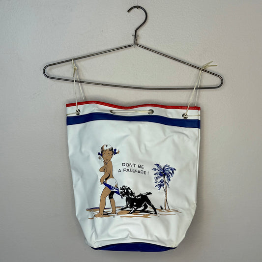 1970s Coppertone Sunscreen Beach Bag, Don’t be a Pale Face, 1972 Summer Olympics Promo, Robert Manufacturing, Pool Tote