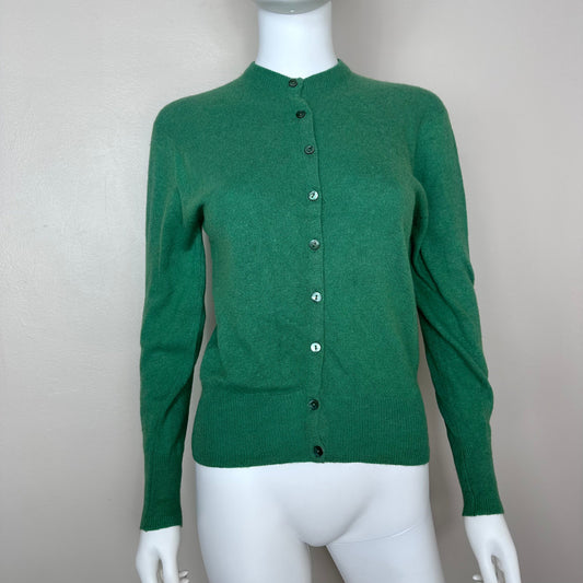 1950s Green Cashmere Cardigan Sweater, Premier Knitting Co Size S/M