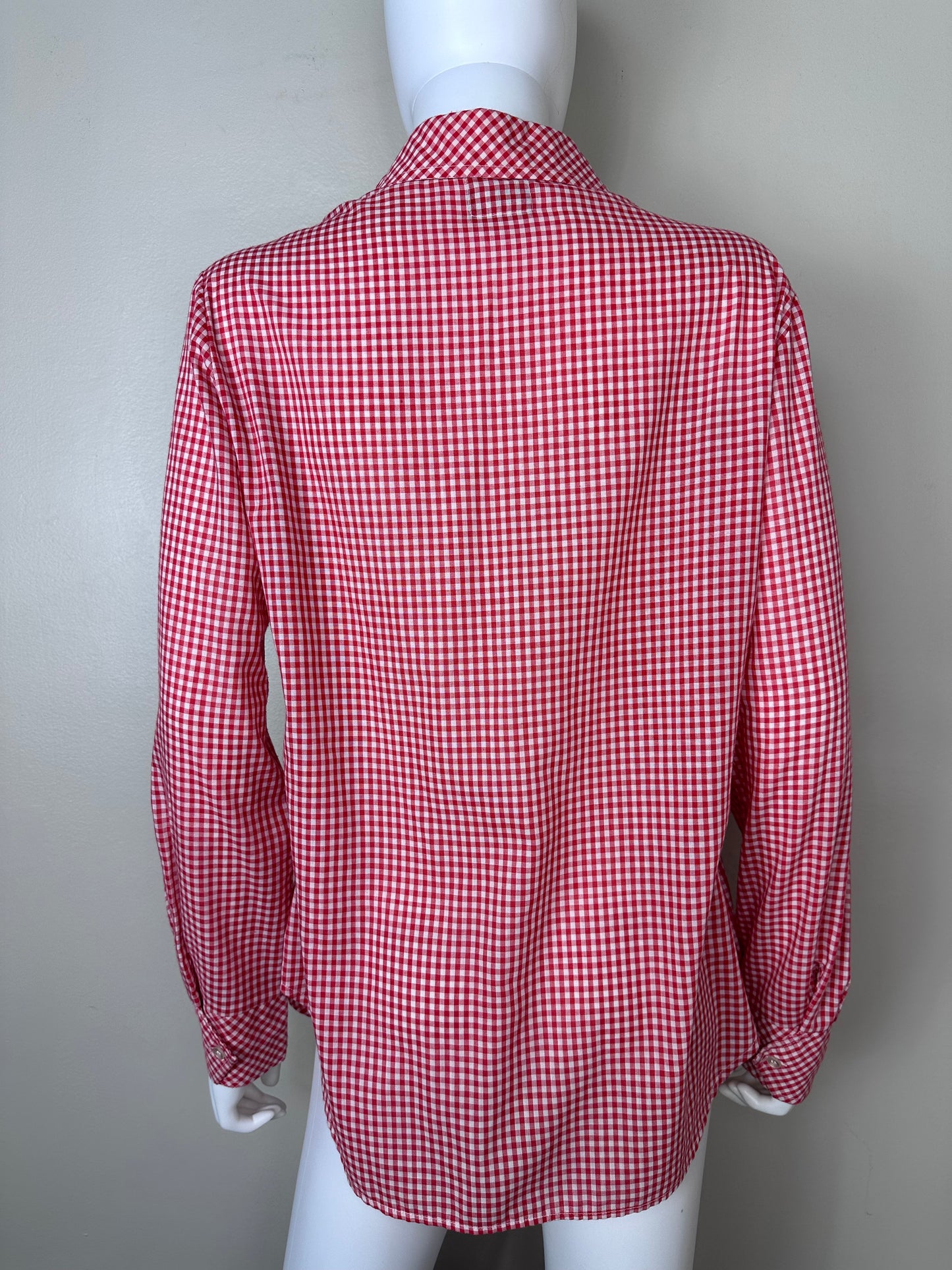 1970s/80s Red Gingham Check Western Blouse, Koret City Blues Size Medium