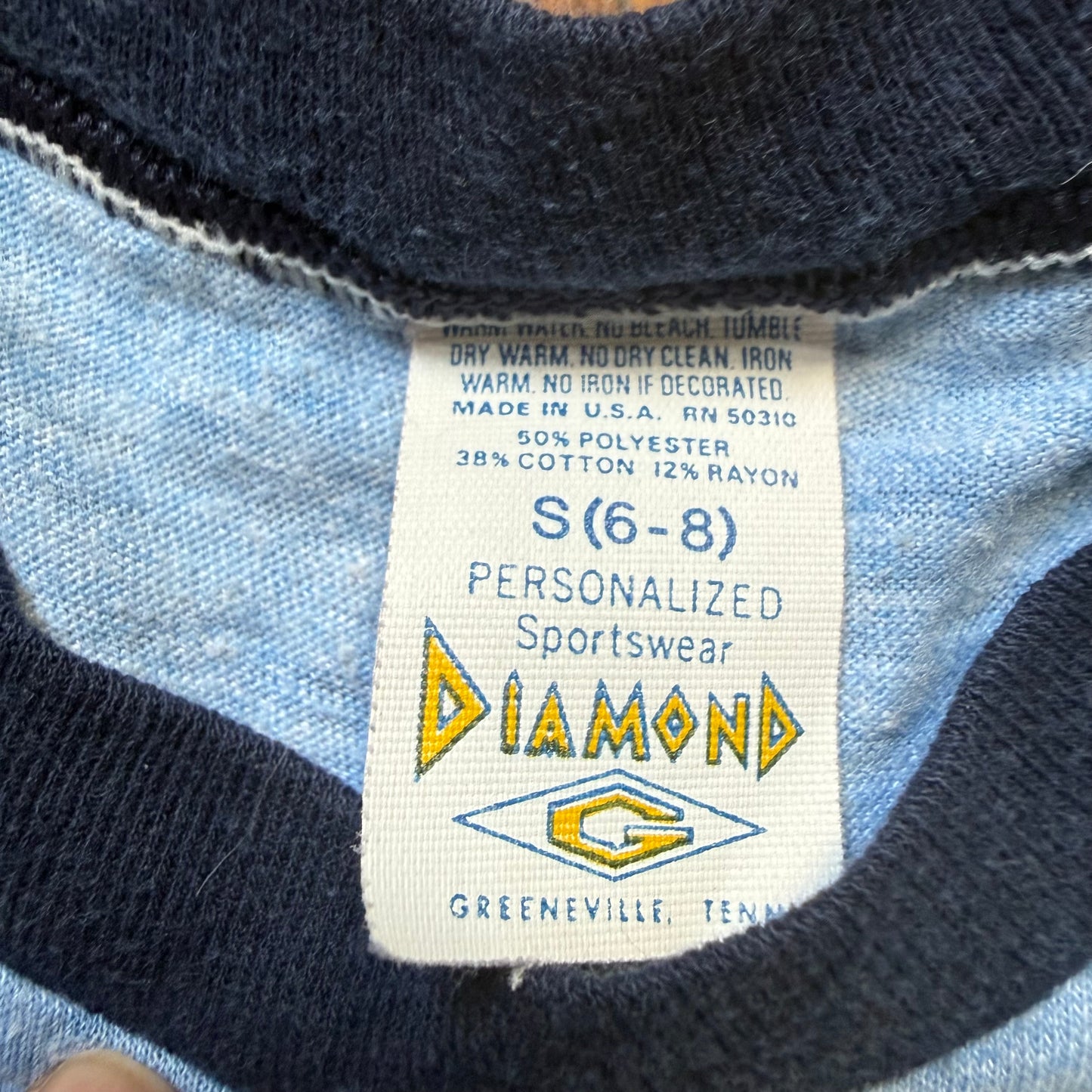 1980s Great Smoky Mtns Gatlinburg T-Shirt, Diamond G Size 6-8, Blue Ringer Tee