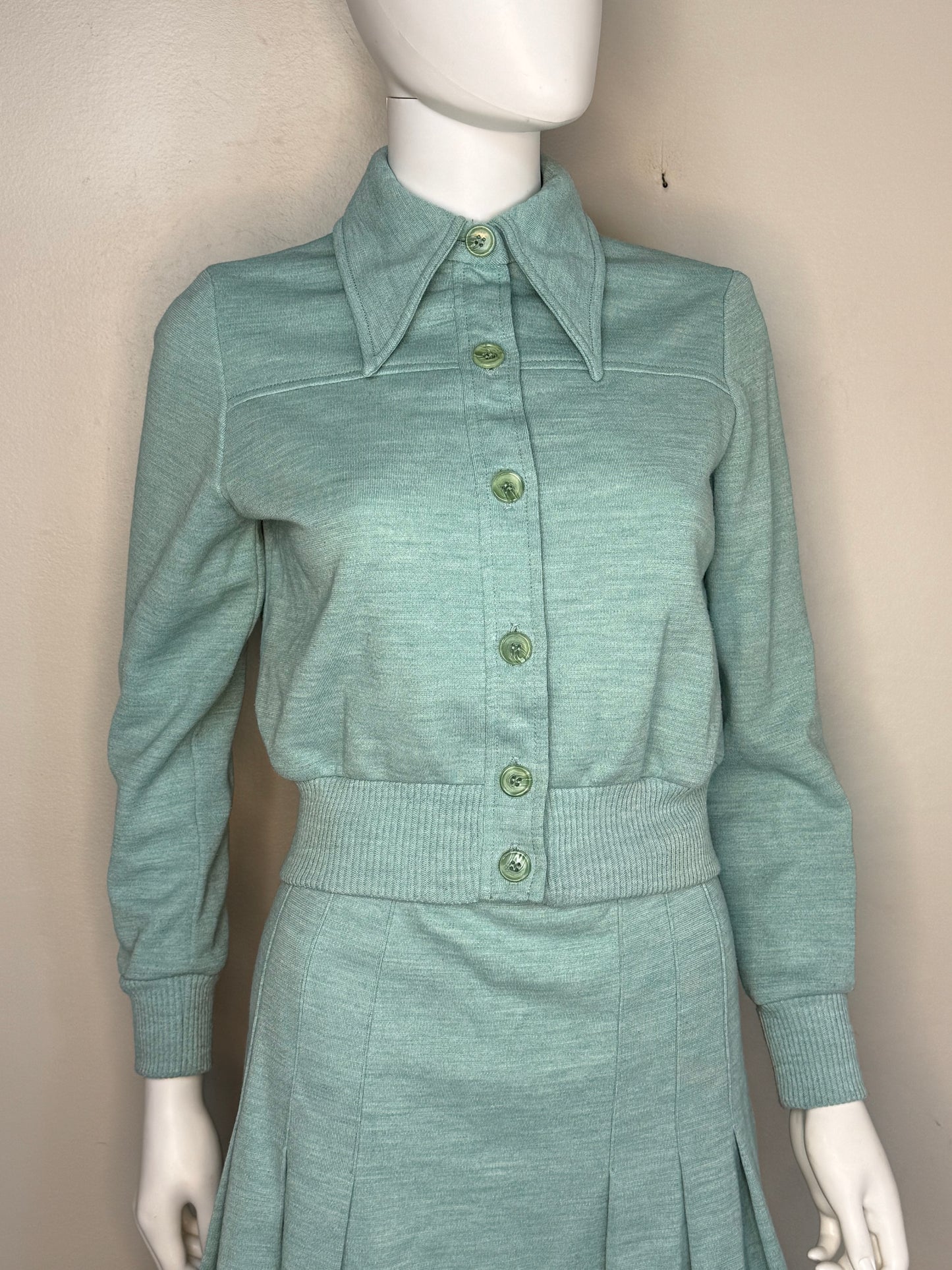 1970s Green Jacket and Skirt Set, Country Set Size Small, 70s Does 40s Suit