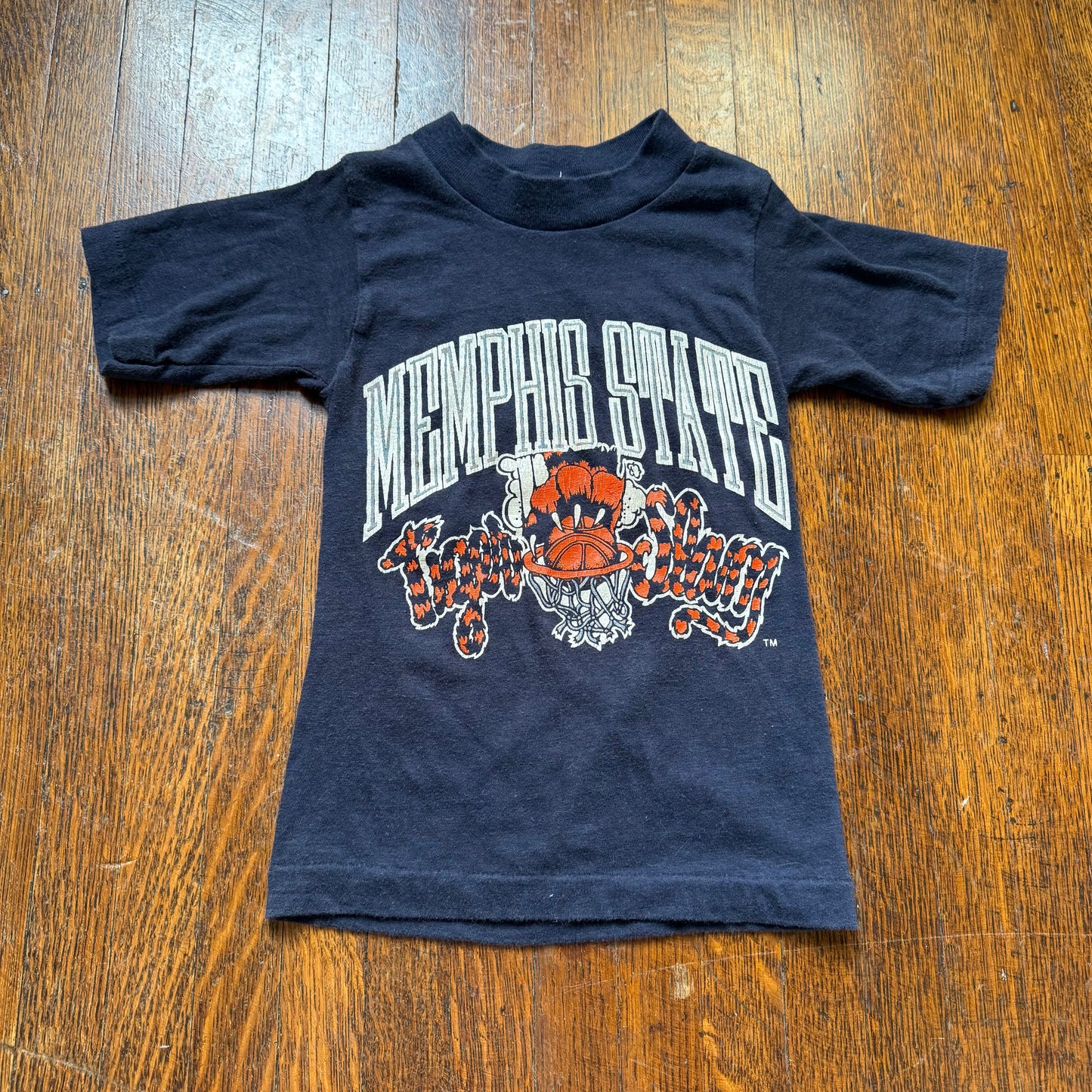 1980s Memphis State University Tigers Basketball T-Shirt, Tiger Slam, Signal Size 6