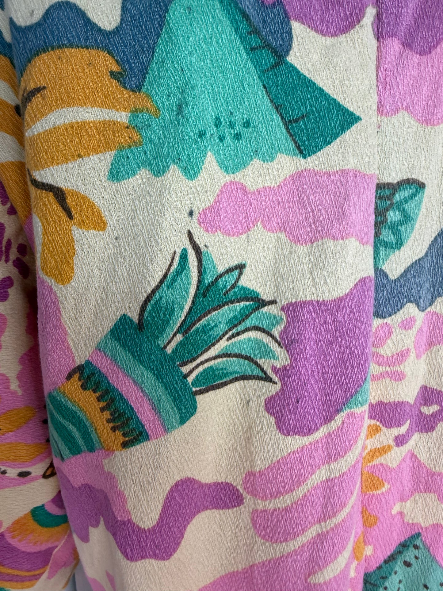 1960s/70s Psychedelic Egyptian Print Caftan Dress, Handmade Size Medium, Egyptomania