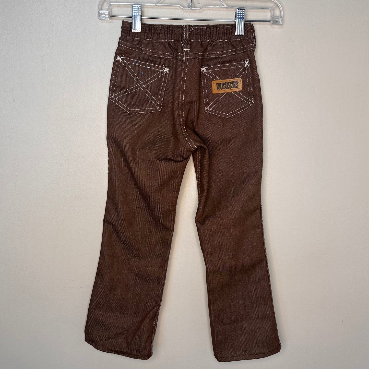 1970s Kids Brown Denim Jeans, Sears Toughskins Size 7