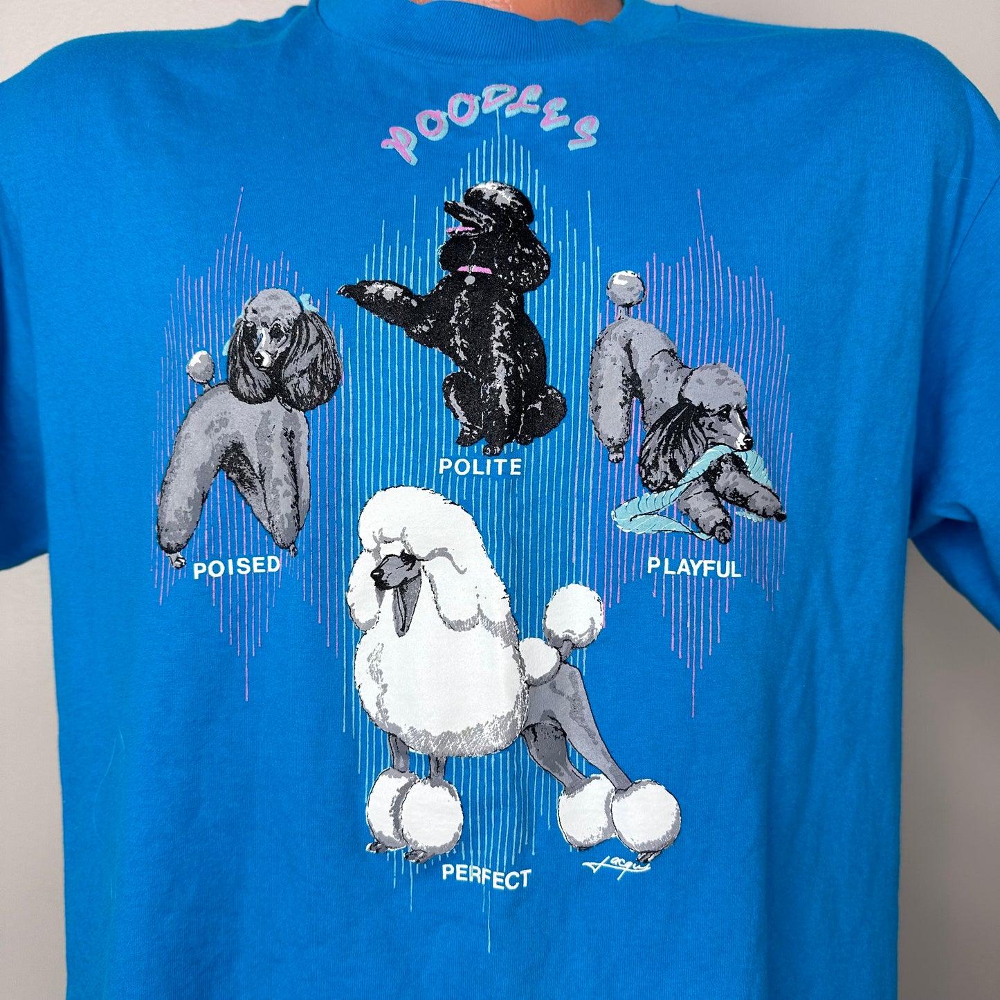 1990s Poodles Dog T-Shirt, Hanes Size M/L