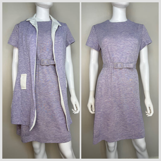 1960s/70s Lavender Dress and Vest Set, Size Large