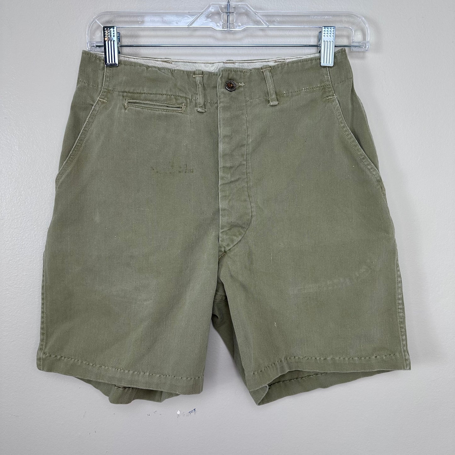 1940s/50s Boy Scouts Twill Uniform Shorts, 26" Waist, Button Fly, Distressed