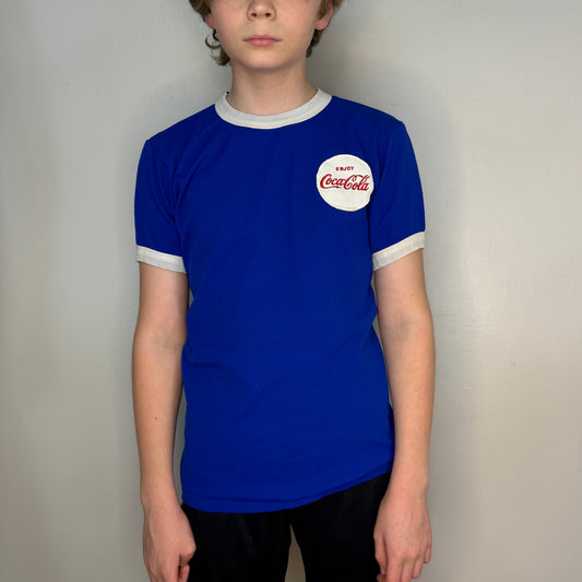 1970s Coca-Cola Jersey Ringer T-Shirt, Russell Athletic Youth Medium/Adult XS, Baseball Uniform, No 12