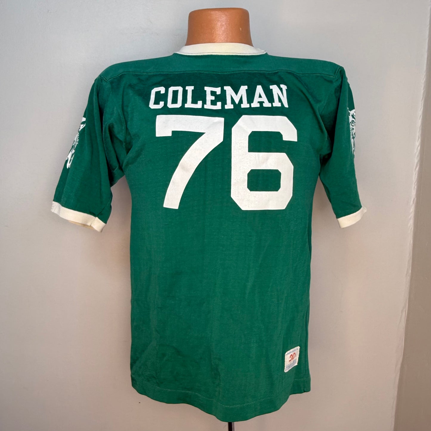 1960s/70s Green Coleman Wildcats Jersey, Champion Products Size Small, Tigers, 76