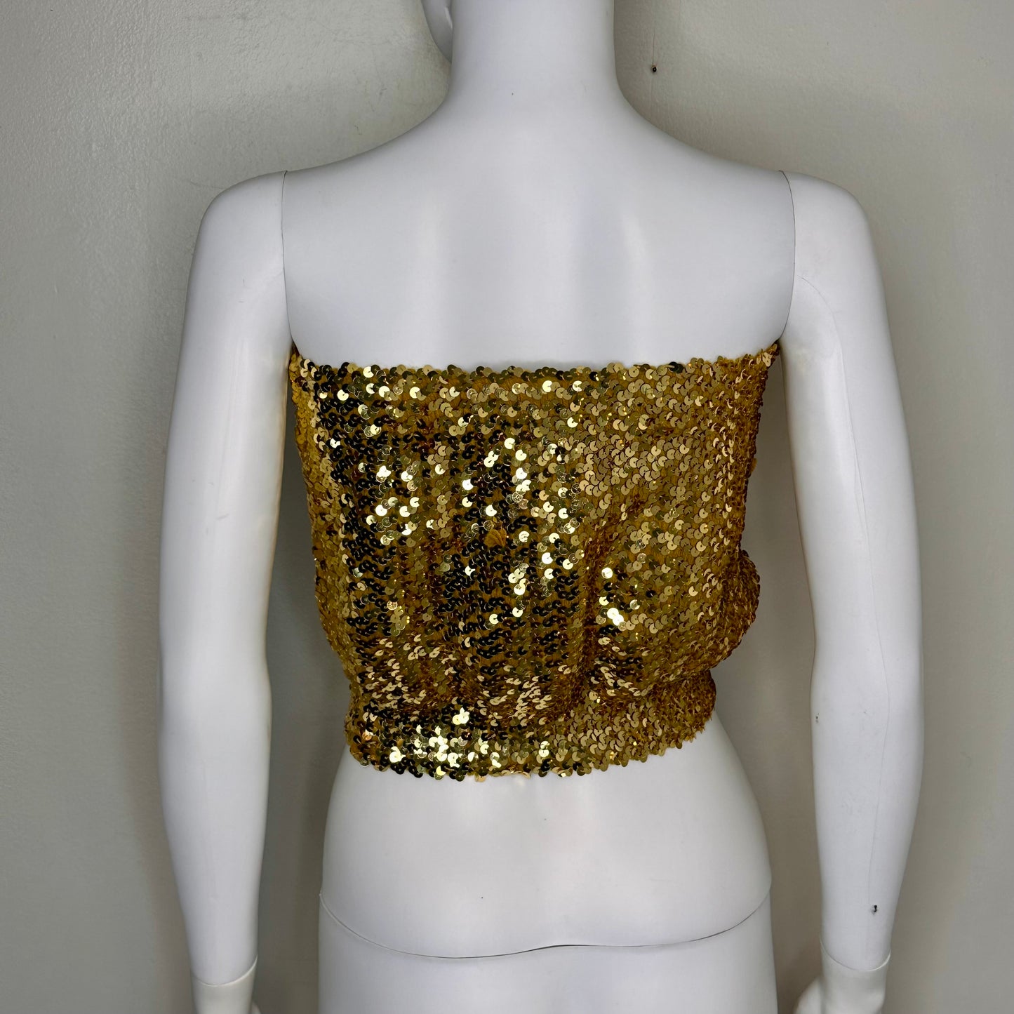 1970s Disco Gold Sequin Tube Top, Size XS-Medium