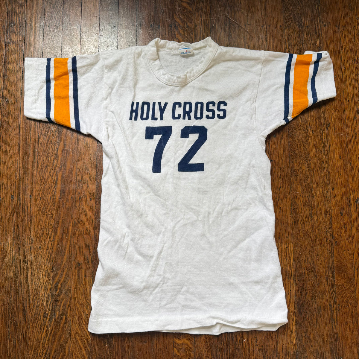 1970s Kids' Holy Cross 72 Jersey T-Shirt, Champion Size Youth Large/Adult XS