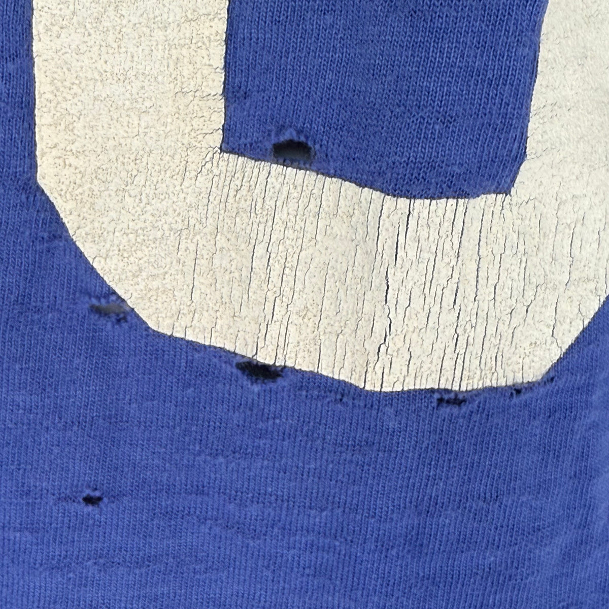 1960s Blue Cotton Jersey T-Shirt, HaneSport Size Small, No. 18, Distressed