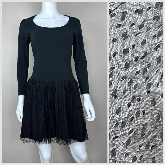 1980s/90s Black Knit Dress with Tulle Skirt, Carol Horn Size XS