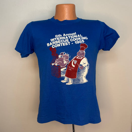 1980s International Barbecue Cooking Contest 1985 T-Shirt, Memphis in May Festival Salutes Australia, Screen Stars Size Small