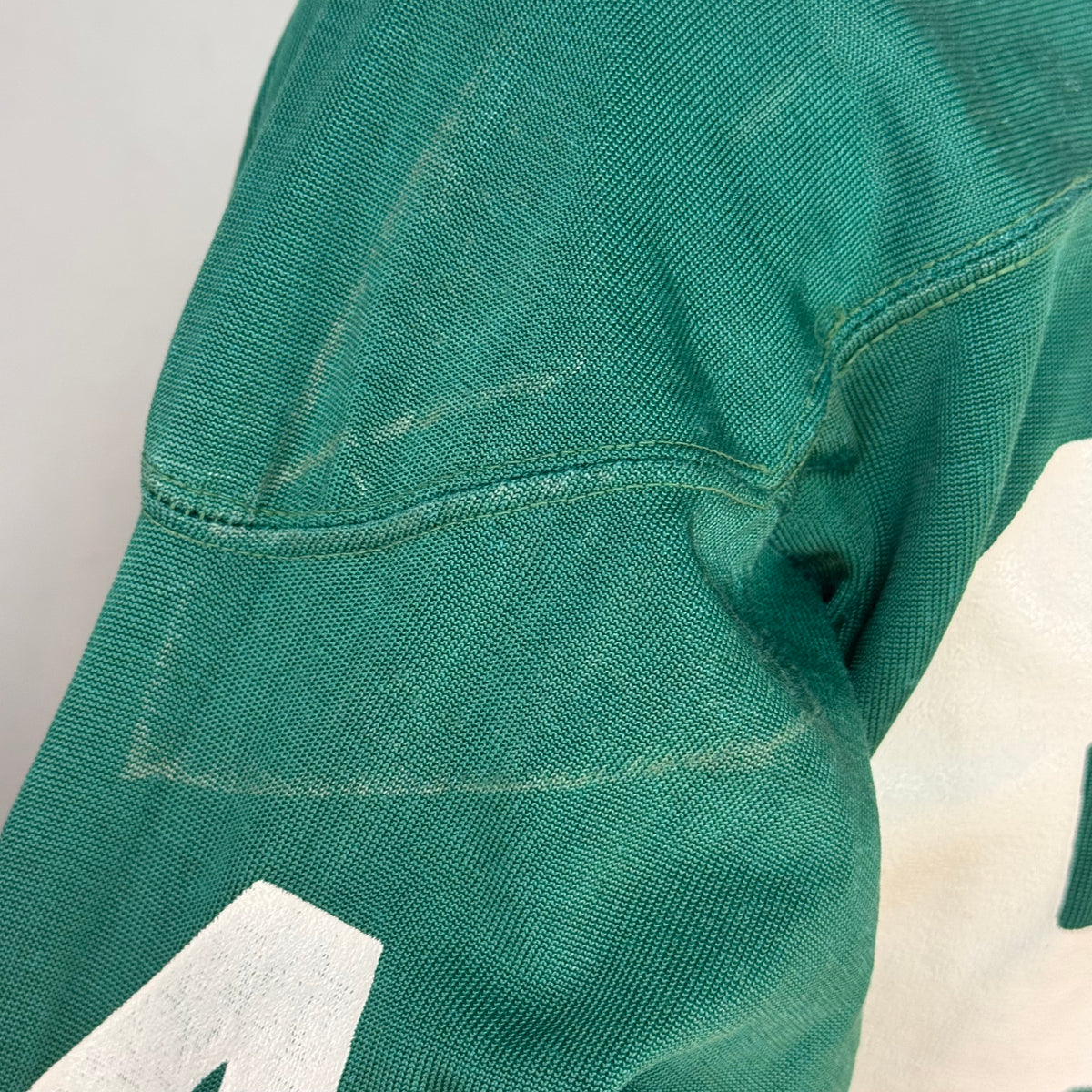 1970s Green Coleman Jersey, Champion Products Size 18, No 64, Distressed