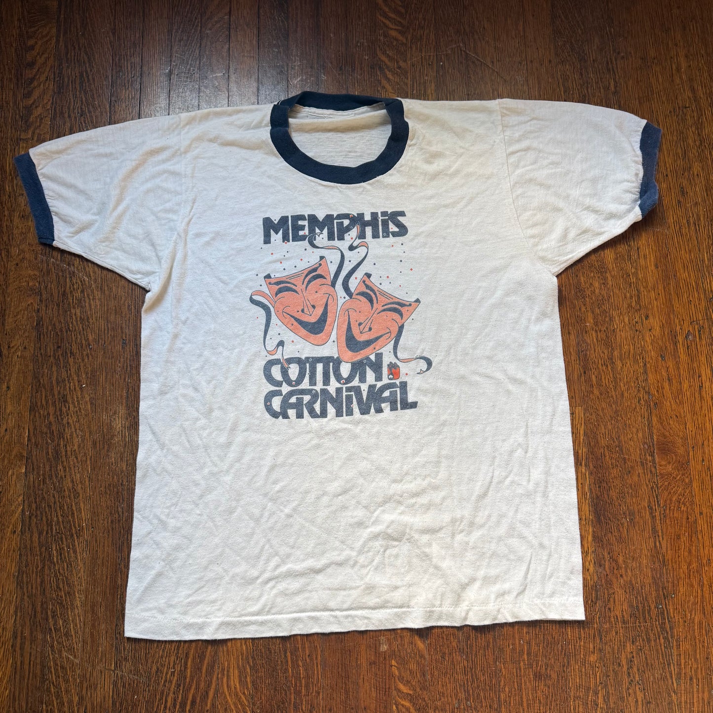 1970s Memphis Cotton Carnival T-Shirt, Ringer Tee, Size Large