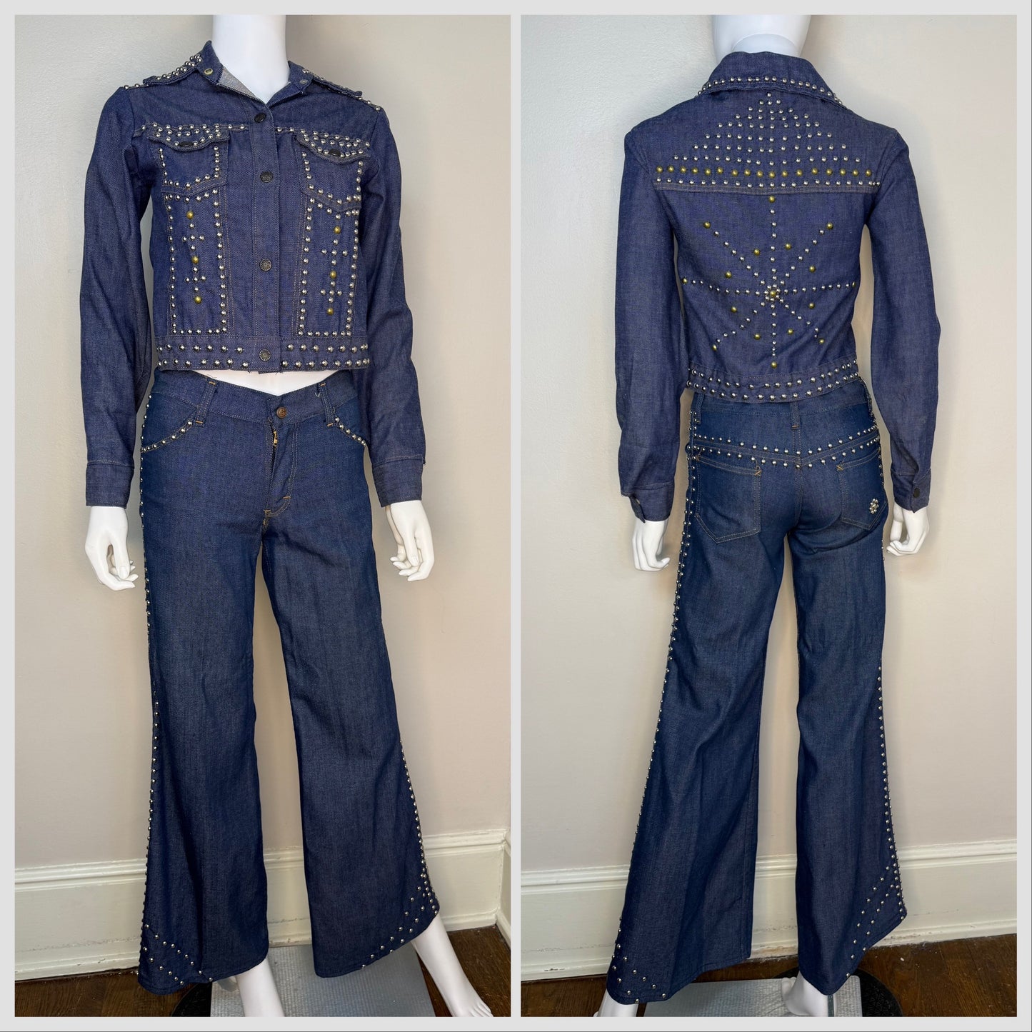 1970s Studded Denim Jacket, Size XXS