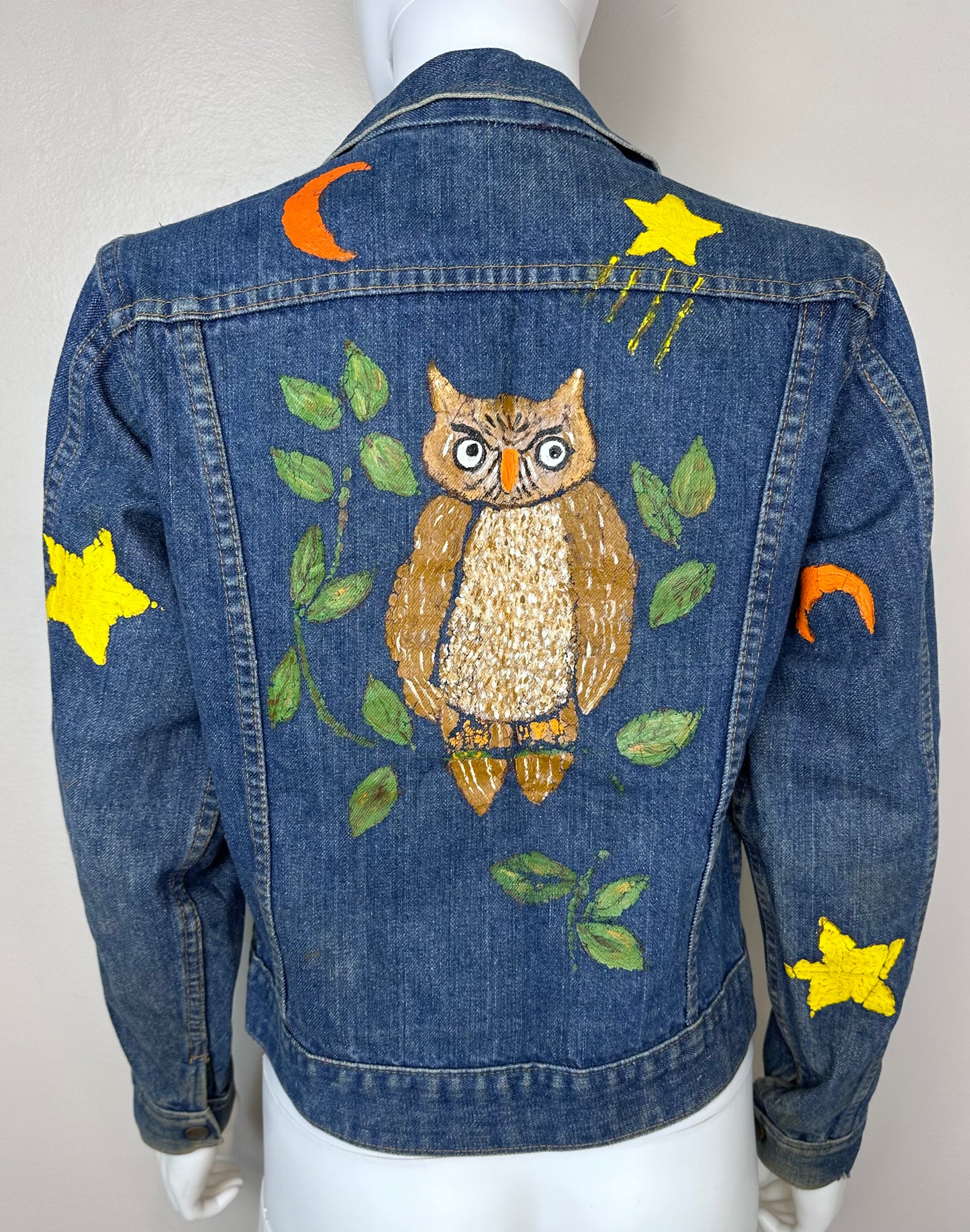 1970s Denim Jacket, Hand Painted, Size Youth Large/Adult XS