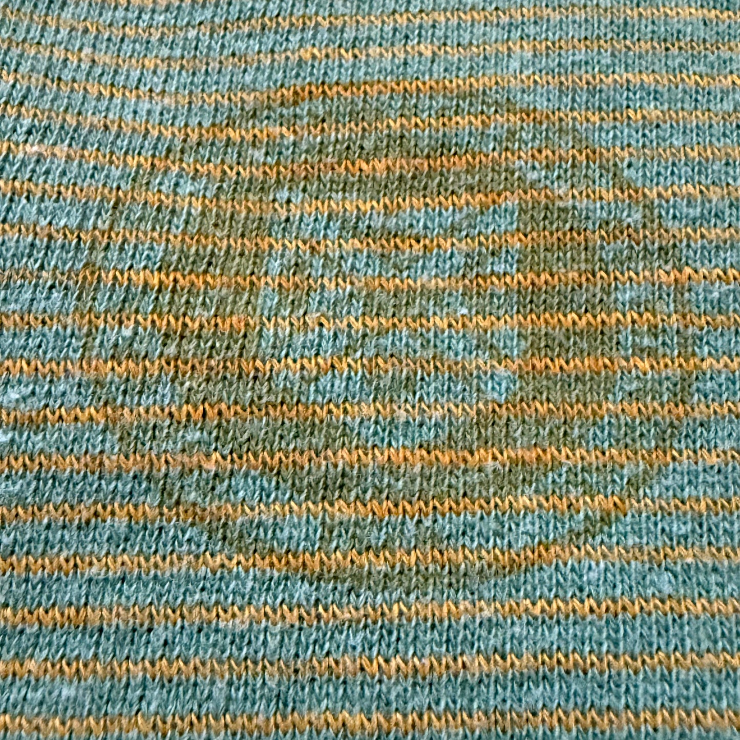 1960s Green and Yellow Micro Stripe Sweatshirt, Champion Size Medium, Running Man Tag, Mock Neck