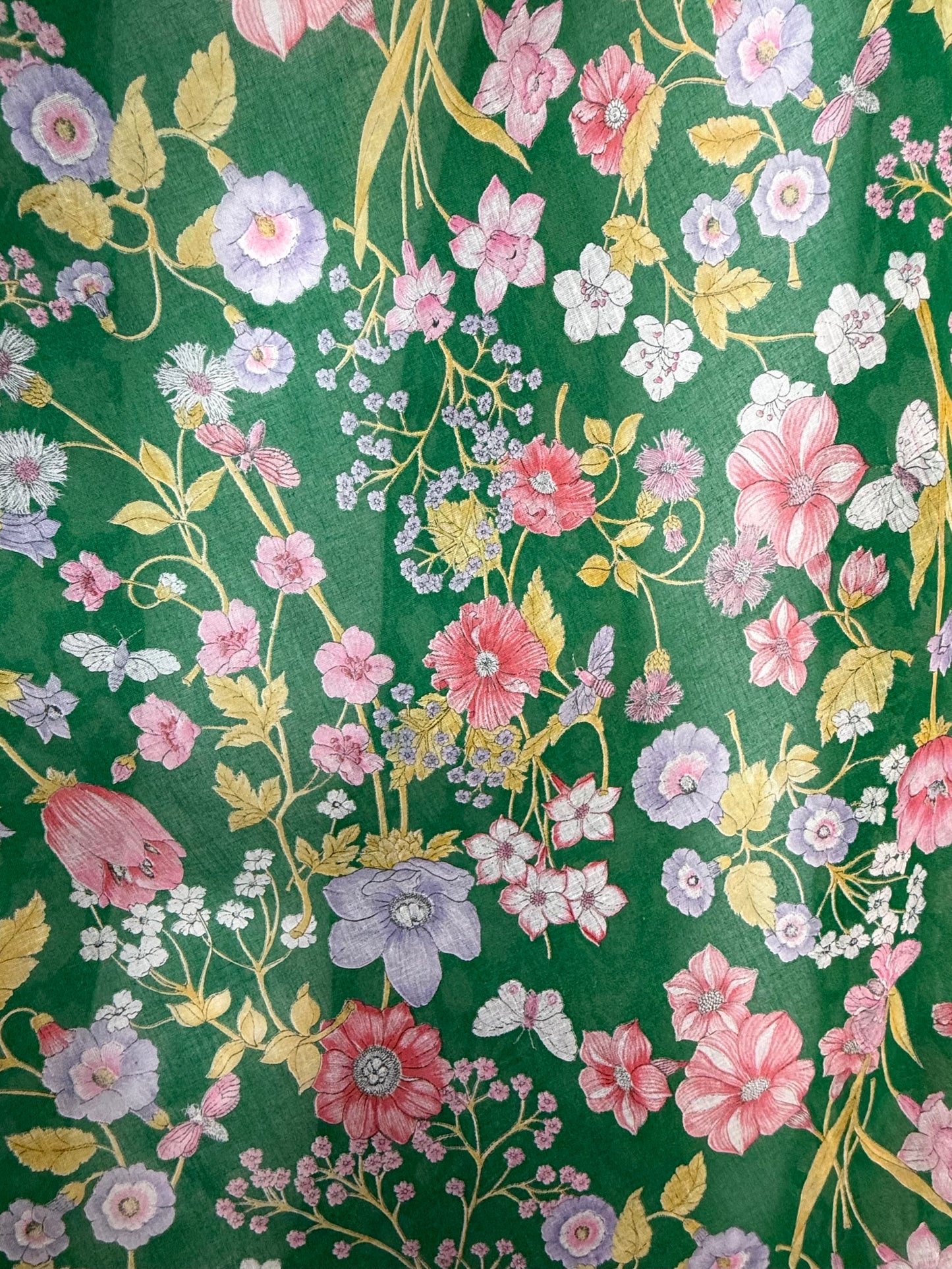 1970s Green Floral Maxi Dress, Denise Are There! Bonwit Teller, Size XS-Small Tall