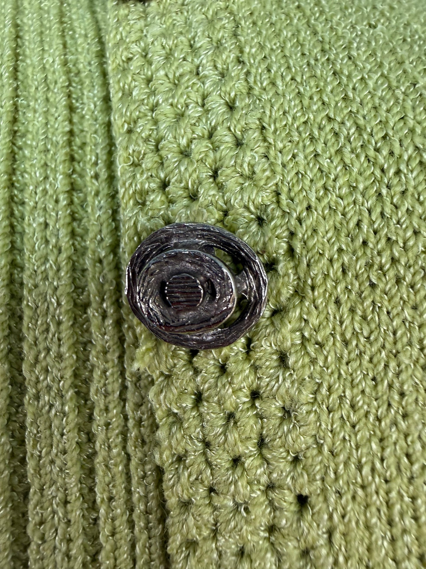 1960s/70s St John Knits Green Sleeveless Sweater Dress and Matching Short Sleeve Cardigan, Size XS-Small