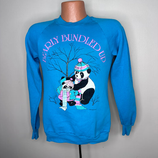 1980s Pandas Bearly Bundled Up Sweatshirt, Jerzees by Russell Size XS