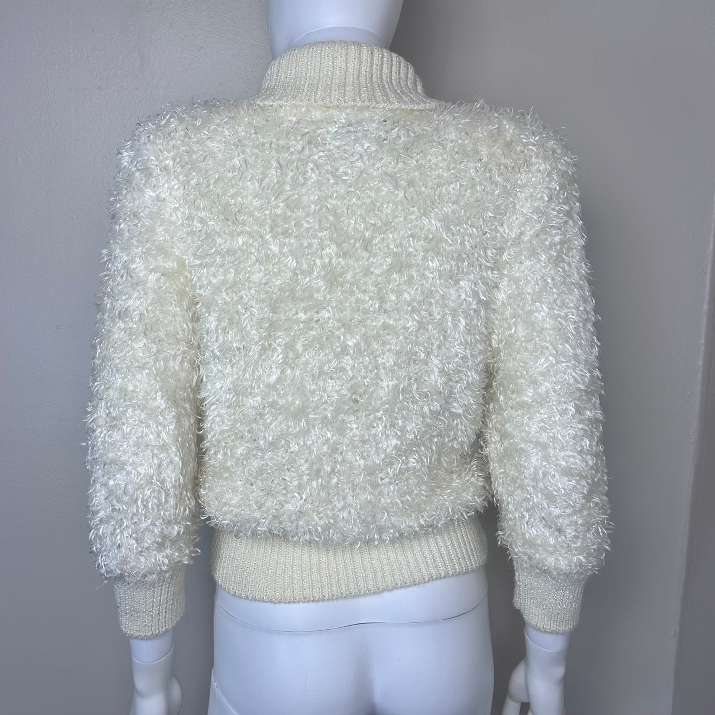 1980s Fluffy Cream Turtleneck Sweater, Sideffects Size Small